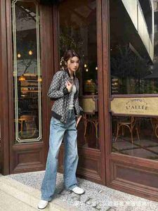 Jeans Women's Designer de qualidade P calças jeans lavadas com três materiais padrão lxwy