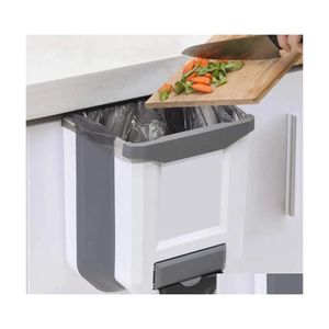 Cestini per rifiuti Cestino da cucina Pieghevole in plastica Montaggio a parete Drop Delivery Giardino domestico Organizzazione domestica Pulizia domestica Dh6Rx