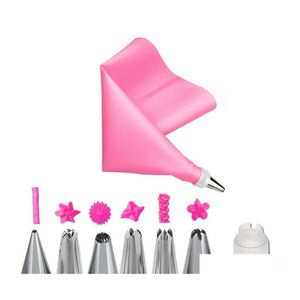 Baking Pastry Tools 8Pcs/Set Cake Decorating Kit Reusable Assorted Cream Toys Stainless Steel Icing Tip Bags Accessories Drop Deli Otzjo