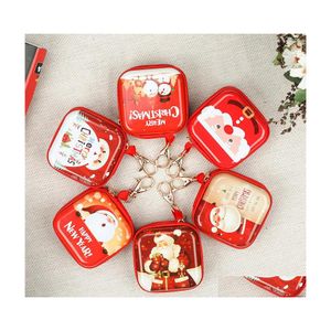 Altre forniture per feste festive Portamonete di Natale del fumetto Buon Babbo Natale Pupazzo di neve Alce Kid Scatola di caramelle Portafoglio di denaro Auricolare Sto Homefavor Dh7Kf