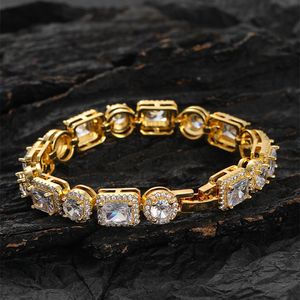 7/8inch Men Bracelet Chains Link 18K Gold Plated Bling CZ Tennis Bracelets Men Hip Hop Iced Out Punk Jewelry