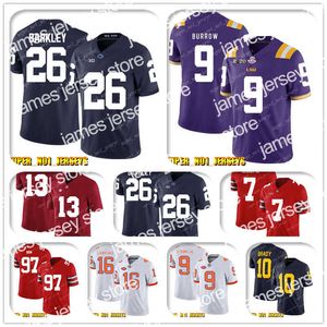 Футбольные майки NCAA 26 Saquon Barkley 9 Джо Берроу LSU Tigers College Jersey 5 Тедди Бриджуотер 59 Люк Кючли 22 Кристиан МакКаффри 5-21