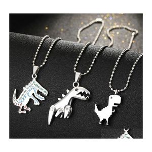 Pendant Necklaces Punk Animal Dinosaur Necklace Stainless Steel Bead Chain Jewelry For Women Mens Drop Delivery Pendants Otdcf