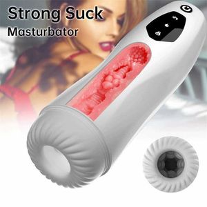 Sex toys massager Automatic Vibrators For Men Male Masturbators Clamping Sucking Power Electric Realistic Vagina Soft TPE Warm