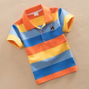 Kids Boys 1-15 Ages Multi Style Fashion Summer Cotton Short Sleeve Toddler Pattern Strip Polo Shirt Cute T-shirt 5 Pcs Wholesale
