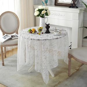 Table Cloth White Lace Hollow Round Western Tablecloth Decorative Cabinet Cupboard Forcer Cofee Cover Manteles De Mesa