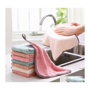 Cleaning Cloths Kitchen Daily Dish Towel Rag Nonstick Oil Thickened Table Cloth Absorbent Scouring Pad Drop Delivery Home Garden Hou Otyh8