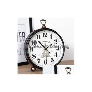 Desk Table Clocks Creative Desktop Clock Retro Living Room Home Decoration Large Antique Silent Bedroom Reloj De Mesa Gift Ideas D Dh0Ui