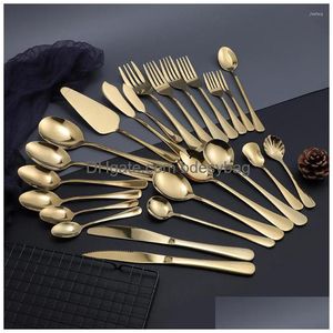 Conjuntos de utens￭lios de jantar 1 PC Gold Fruit Fruit Dinner Knife Start Tea Spolle Mirror Restaurante Restaurante Servi￧o Tableware de talheres de cozinha Dhuhi