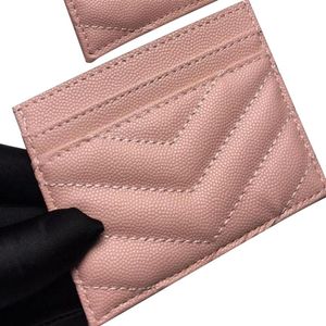 2021 Fashion Card Holders Caviar Woman Mini Wallet Luxurys Designer Pure Color äkta läder Pebble Texture Luxury Svart plånböcker297a