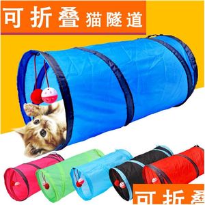 Giocattoli per gatti Tunnel a due canali Squillo Giocattolo di carta Forniture per animali Amazon Modello di esplosione Pieghevole Drop Delivery Giardino domestico Dhlja