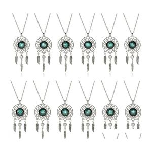 Pendant Necklaces Long Chains Dream Catcher Necklace Handmade Bohemia 12 Zodiac Women Jewely Gift Drop Delivery Jewelry Pendants Otivs