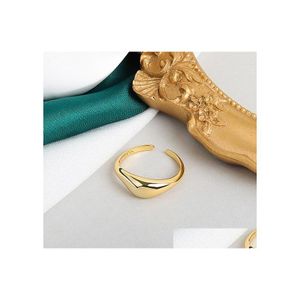 Band Rings Minimalism Gold Color Round Geometric Finger For Women 2021 Vintage Glossy Metal Chunky Irregar Open Ring Female Jewelry Otfre