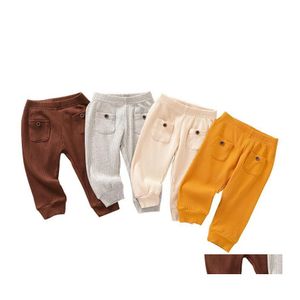 Pantaloni Per Bambini Tasca Per Bambino Colori Solidi Elastici Per Bambini Ragazzi Vestiti Per Neonate Ragazze Abiti Casual Per Il Tempo Libero Vetement Bebe Consegna Drop Dh5S9