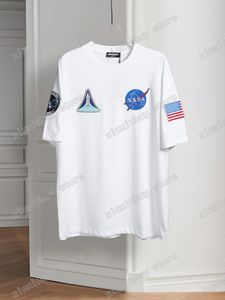 xinxinbuy T-shirt da uomo firmata con etichetta della bandiera nazionale di Parigi stampata Space manica corta in cotone da donna grigio bianco nero XS-L