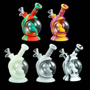 Hookahs 6.4'' Space Capsule Silicone Hookah Water Pipes Glass Bong Dab Rig Joint Heat Resistant