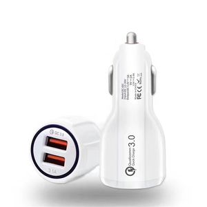 Carregador de carro r￡pido Adaptativo r￡pido QC 3.0 Portas USB Dual 3.1a Chargers de adaptador de energia autom￡tica para iPhone 11 12 13 Pro Max Samsung LG com caixa reial