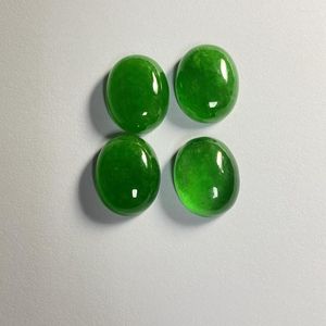Meisidian-Perlen, natürlicher grüner Jadeit-Edelstein, ovale Form, 6 x 4–20 x 15 mm, flache Rückseite, Cabochon-Stein, Jade