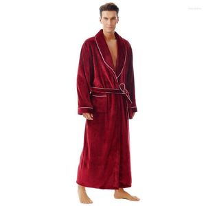 M￤ns s￶mnkl￤der Long Winter Kimono Bathrobe m￤n tjockare flanellrockkl￤nning med fickan nattkl￤nning L￶st korallfleece intim underkl￤der