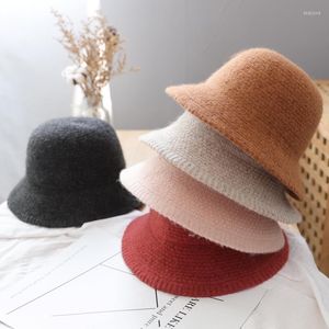 Hats Baby Girl Plus Velvet Bucket Hat Wysokiej jakości wełniany splot Dome Fashion Princess Warm Fisherman for3-6y