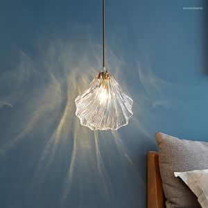 Lampy wiszące lekkie luksusowe lampa sypialnia sufit Pearl Shell Domowe Domowe Dekor Nordic Loft salon żyrandol LED Oświetlenie