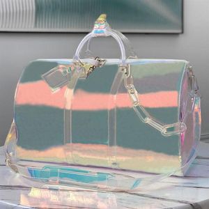 Klassische 50 cm Laser Flash PVC Seesäcke Handtaschen Transparent Brillante Farbe Gepäck Umhängetasche Umhängetasche Designer Männer Frauen T235G