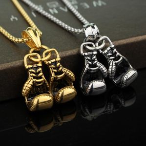 Punk Man Boxing Glove Necklace Box Chain Par Boxing handskar Charms h￤ngsmycken sport fitness smycken halsband