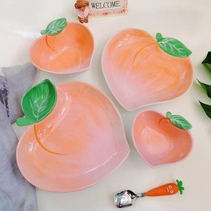 Bowls Korean Peach Ceramic Bowl Lovely Creative Dessert Snack Plate Salad Po Props Home Decoration