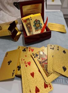 Luxury 24K Gold Foil Plated Poker Sets Original Waterproof Premium Matte Plastic Board Games Playing Cards For Gift Collection1820190