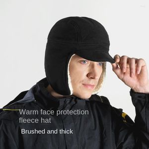 Cycling Caps Outland Windproof And Cold-proof Lamb Velvet Double-layer Thickened Outdoor Peaked Cap Ear Protection Warm Ski