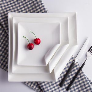 Plates Creative Restaurant Kitchen Tableware Set Square Shaped Solid Color Moon Plate White Western Steak Dinner