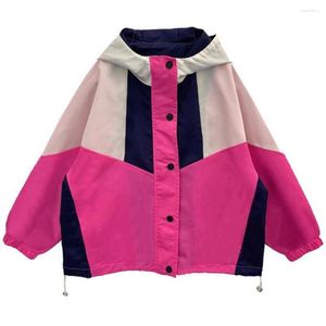 Cappotto Cultiseed Ragazze Moda Colore Patchwork Trench Giacche Top Bambini grandi Bambini Monopetto Allentato Casual Cappotti con cappuccio