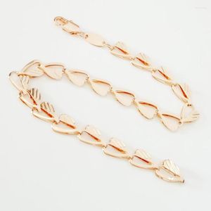 Link Armbänder Koreanische Armband 585 Rose Gold Farbe Schmuck Frauen Hand Herz Form Oberleitung Armreif Mädchen Charme