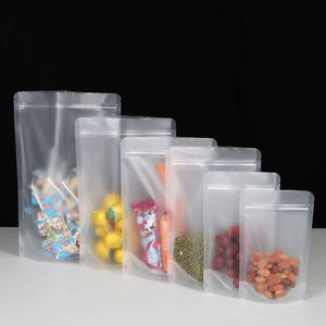 100 Pack Resealable Stand Up Bags Food Storage Bags Matte Clear Zipper Heat Seal Pouch with Tear Notch for Packaging Products SnackTea