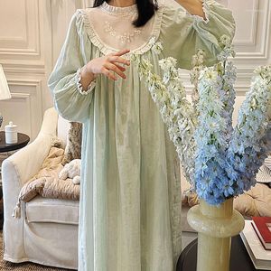 Women's Sleepwear Summer Women's Cotton Princess Antique Dress Sleepshirts Vintage Ladies Girl's French Style Lace Nightgown