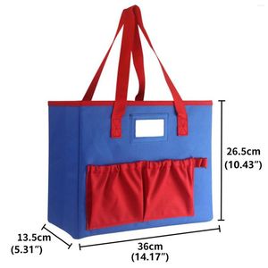 Storage Bags Teacher Utility Tote Bag Transparent Label Durable Hanging Foldable With Handle For Laptop File Holder Organizing