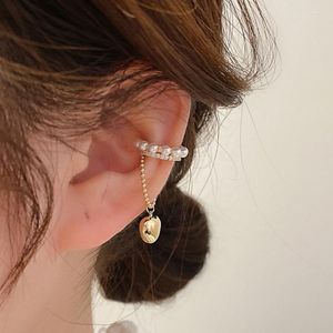 Backs Orecchini Luxury Gold Double Circle Pearl Ear Cuff Lovely Pearls Clip On per le donne Chic Fake Piercing Heart Earcuff Jewelry 2022