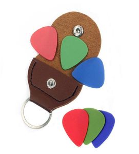 Leather Kechain Guitar Pick holder Case Guitar Picks Plectrums Bag With Picks3062812