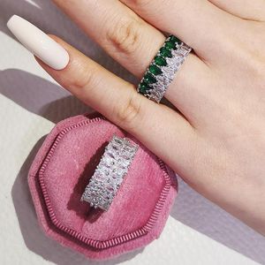 Bröllopsringar Boho Kvinna Big Zircon Stone Ring Luxury Fashion Silver Color Love Engagement Vintage For Women