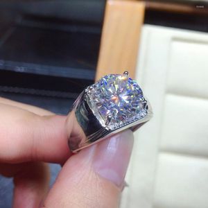 Eheringe Solitaire Männlich 5ct Lab Moissanit Ring Silber Farbe Versprechen Verlobungsband Für Männer Party Zubehör