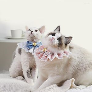 Dog Apparel Original Design Pink Plaid Ribbon Bowtie Organza Cotton Gauze Necklace Bibs Cat Accessories Special Kitten Pet Products