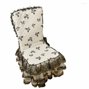 Capas de cadeira 2022 Design bordado Mordern Capa Moda confortável Textura macia Hem de renda de algodão de alta qualidade