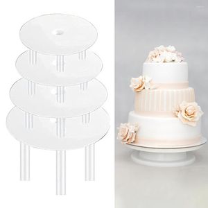 Bakeware Tools 1 Set Reusable Round Cake Spacers Waterproof Stand 12 Rods 4 Separator Plates For Cakes Of 4/6/8/10 Inches