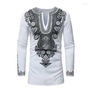 Ubranie etniczne męskie hipster v szyja t koszula afrykańskie ubrania FAD FAHSION DASHIKI Tradycyjne Maxi Man Man Man Casual Tops Tees