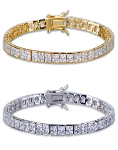 Fashion Fashion Classic Tennis Bracelet Jewelry Design Белый ааа -кубический циркониевый браслет Clasps цепь 18 тыс. Золотого размера 8 дюйма для мужчин BR8924143