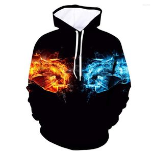 Męskie bluzy z kapturem Kancoold żółty i niebieski 3d Fire Autumn Mężczyźni Bluza Kobieta Zima Zimowa Hooded Męskie Ubrania z kapturem 829