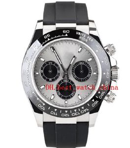 116519LN relógio Cimento com mostrador cinza anel de cerâmica Nova pulseira de borracha de 40 mm de diâmetro sem cronômetro relógio mecânico automático Asia 2813 Vidro de safira esportivo 2022