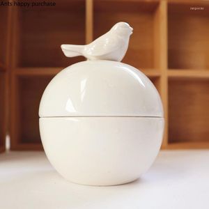 Depolama Şişeleri Yaratıcı Beyaz Kuş Kavanoz Mini Takı Masaüstü Dresser Dekorasyon Kolye Kutusu Ev Modern