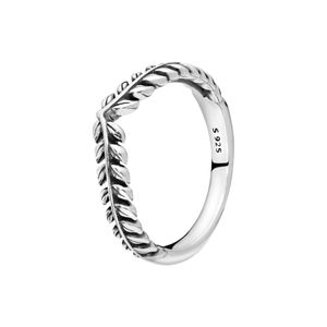 Vetkorn Wishbone Ring Real Sterling Silver With Original Box för Pandora Fashion Party Jewelry for Women Men Girl Gift Par Par Rings Factory Wholesale