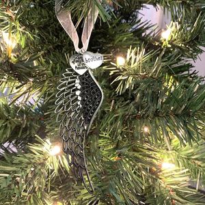 Christmas Decorations My Heart Is In Heave Feather Shape Memorial Ornaments Tree For Home Year Party Decor Family Gift